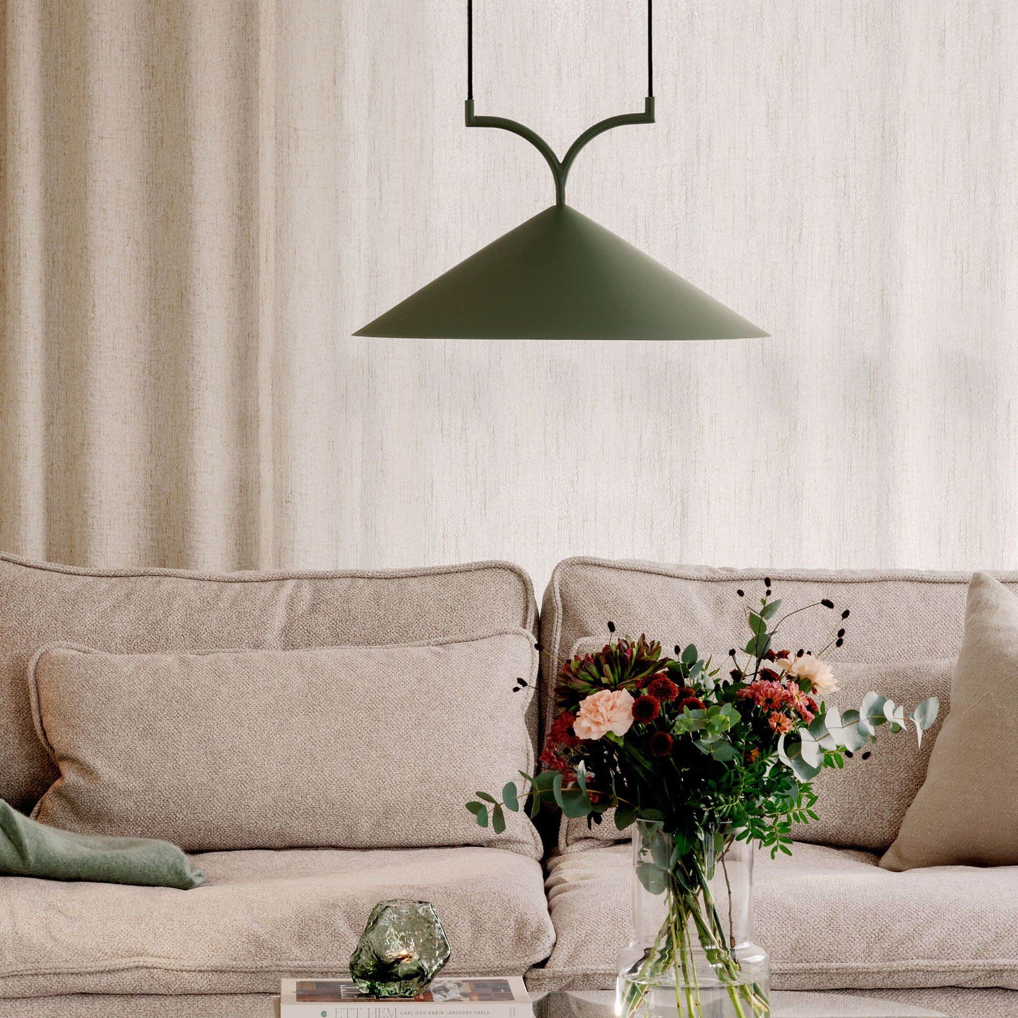 Curve pendel taklampa 50 cm, grön